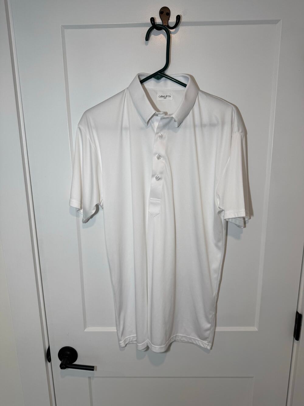 Collars and Co Performance Stretch Lightweight Preppy White Mens L Golf Polo